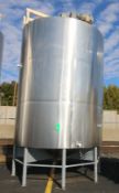 Approx 6,000 Gallon Dome Top, Cone Bottom, Jacketed S/S Mix Tank, with Side Sweep Agitator, Top