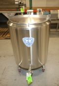 APV Crepaco Aprox. 50 Gal. Jacketed Hinged Lid S/S Tank, SN D-118, Mounted on Casters, Equipted with