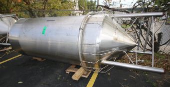Grace Machinery 1,000 Gallon Cone Bottom S/S Single Wall Verticle Tank, Size 3500, S/N 140107,