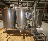 2011 Skid Mounted 2-Tank S/S CIP System, with Aprox. 230 Gal. or 48