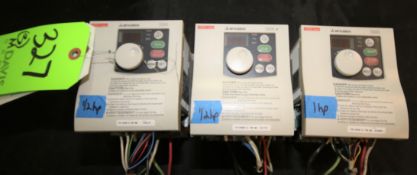Mitsubishi S500, 1hp and (2).5hp VFDs, Model FR-S540-0.5K-NA and FR-S540E-0.75K-NA, 380-480V, 3