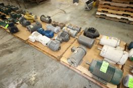 Lot of Assorted (19) Motors, Including Leeson and Baldor, 3 hp-10 hp (Located on 3-Pallets)