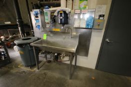 S/S Sink with (2) Spickets and Knee Controls, with S/S Back Splash with Glove Holsters, Soap/Towel