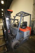 Toyota 4,400 lb. Sit-Down Electric Forklift, M/N 7FBCU25, S/N 69171, with 3-Stage Mast, with 48 Volt