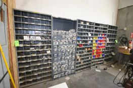 Lot of Assorted Parts, Includes 5-Cubbie Hole Parts Units, Bearings, Electrical, Lovejoy Pump Parts,