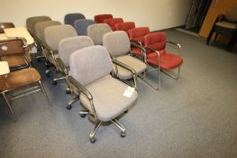 Various Office Chairs - Office Chairs on Casters (9), Lounge Chairs w/ Metal Rails (5)