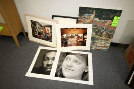 Framed and Matted Photography - Oil painting on canvas with various photographs depicting scene of
