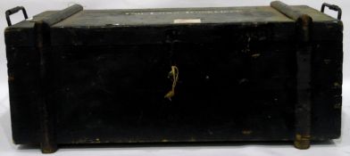 Quantity of board games in stained wood military trunk