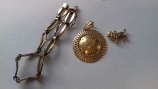 8K chain bracelet of 10 flattened oval links, 333 mark, approx 11g,