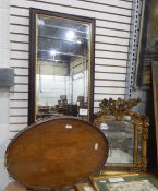 Large wooden tray with elaborate central inlay (damaged),