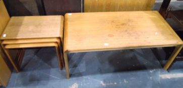 G-Plan style coffee table of plain square form and a matching nest of three tables (4)
