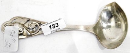 Danish silver ladle by Frigast, with pierced flower,