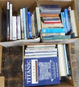 Quantity of books on shipping, liners and cruising including Hiscock, Eric C 