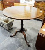 19th century oak tilt-top occasional table on tripod base,