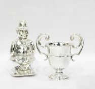 20th century silver plated money box in the form of a policeman and a two-handled trophy cup (2)