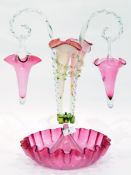 Victorian cranberry glass epergne,