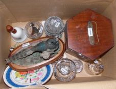 Assorted cut glass including a large goblet, Swarovski pig and teddy bear (damaged),