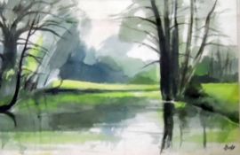 Mavis Budd (late 20th century school) Watercolour drawing 