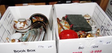 Five boxes of assorted Oriental and other ceramics including Noritake-style, Satsuma-style,