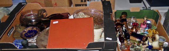 Leather cased travelling games compendium, an EPNS tray, Bunnykins Royal Doulton china ware,