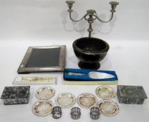 Quantity of plated table flatware to include rose bowl and other items (1 box)