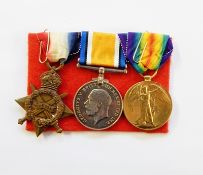 WWI 1914-15 Star, War medal and Victory medal named to 