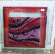 Modern art glass panel by Sharon Harding, approx 70cm x 70cm and another signed 