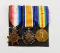 WWI 1914-15 Star, War medal and Victory medal named to 