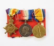 WWI 1914-15 Star, War medal and Victory medal named to 