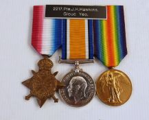 WWI 1914-15 Star, War medal and Victory medal named to 