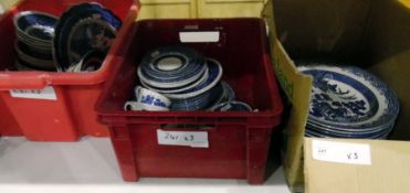 Quantity of blue and white dinner services, various makes including Adams 'English Scenic',