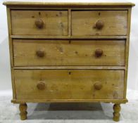Victorian pine chest of drawers with moulded edge, two short and two long graduated drawers,