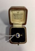 Early 20th century 18ct gold, sapphire and diamond cluster ring,