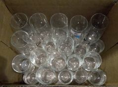 Various drinking glasses to include wines, champagnes,