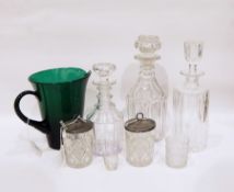 19th century etched tot glass, a cut glass small tumbler decorated with initials,