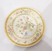 A pair of Coalport plates, blue decoration with gilt highlights (one damaged),