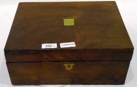 19th century walnut writing box with fitted interior