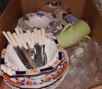 Dessert service by James Kent including pudding bowl with matching bowls, other vintage plates,