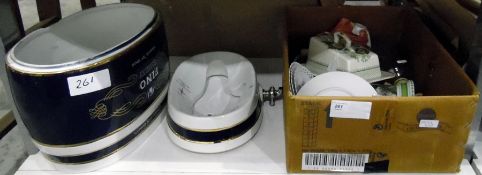 Large ceramic sherry barrel marked 'Fino Sherry, Produce of Spain',