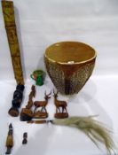 African skin covered drum, a bamboo stringed instrument,