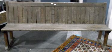 19th century pine pew/bench with panel back,