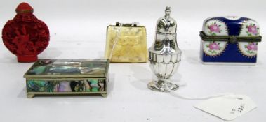 Silver pepperette, reproduction scent casket,
