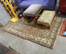 Persian style rug, cream ground with red border, geometric design,