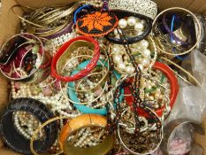 A quantity of costume jewellery to include simulated pearl necklaces,