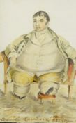 Watercolours drawings Late 18th century caricatures, named ie 'The Politician',