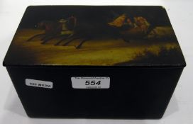 Late 19th century Russian black lacquered tea caddy of rectangular form,