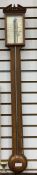 19th century mahogany stick barometer, the case with broken arch pediment,