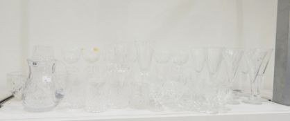 Quantity of cut hock glasses, tumblers, sherry,