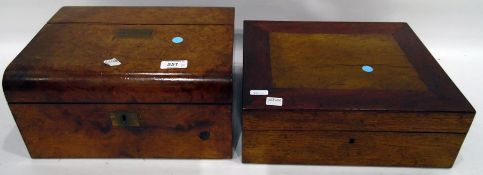 Victorian brass inlaid figured walnut writing slope by Clarke, Liverpool,