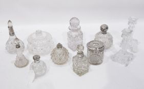 Silver-topped cut glass hair tidy,